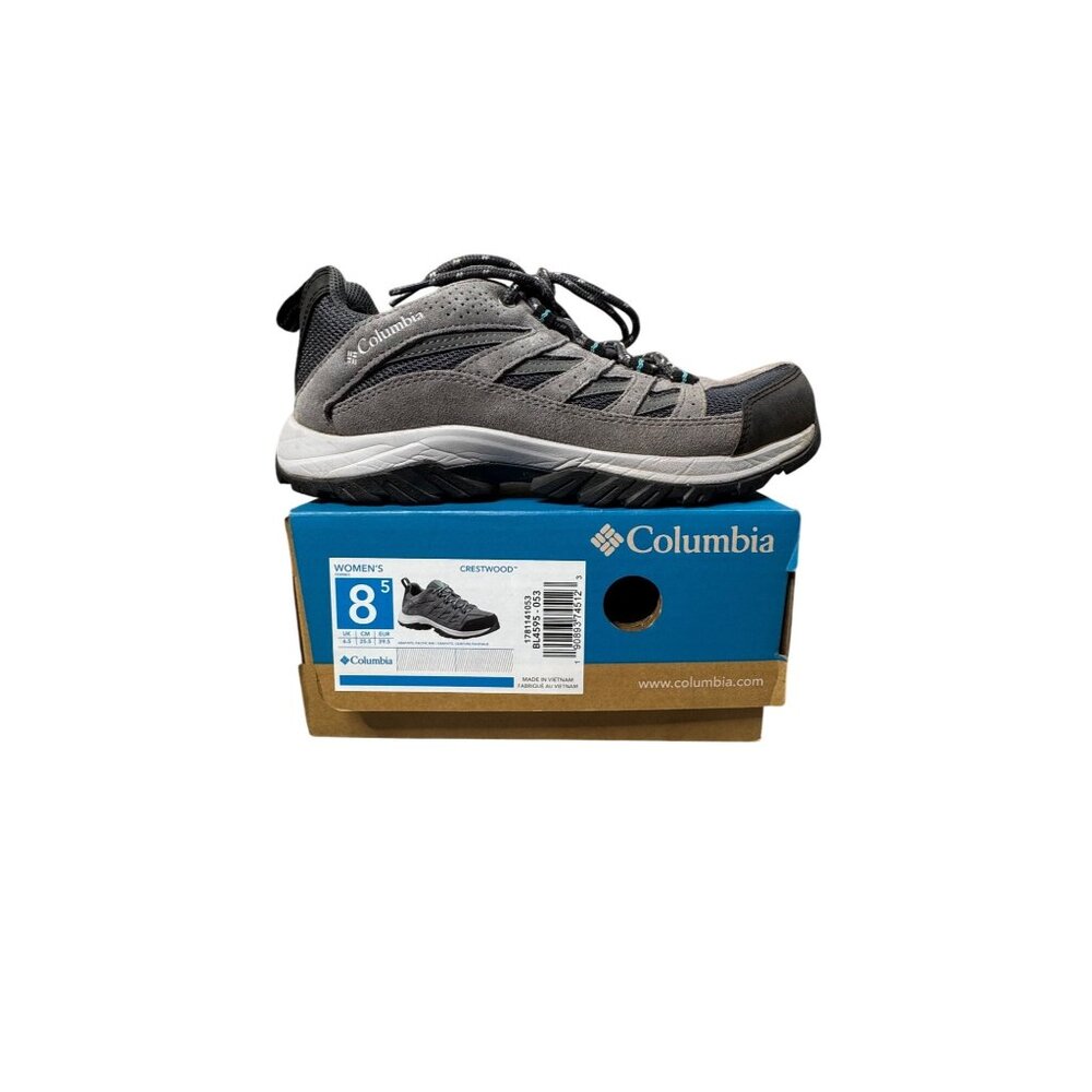 COLUMBIA CRESTWOOD LOW TOP WATERPROOF SUEDE HIKING SHOES WOMEN 8.5 GRAY GRAPHITE